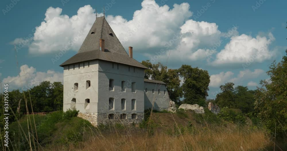 Remnants of fortification of Starosta Castle. Castle from 14th century in Halych - city on Dniester River in western Ukraine. City gave its name to Principality of Halych, historic province of Galicia Remnants of fortification of Starosta Castle. Castle from 14th century in Halych - city on Dniester River in western Ukraine. City gave its name to Principality of Halych, historic province of Galicia