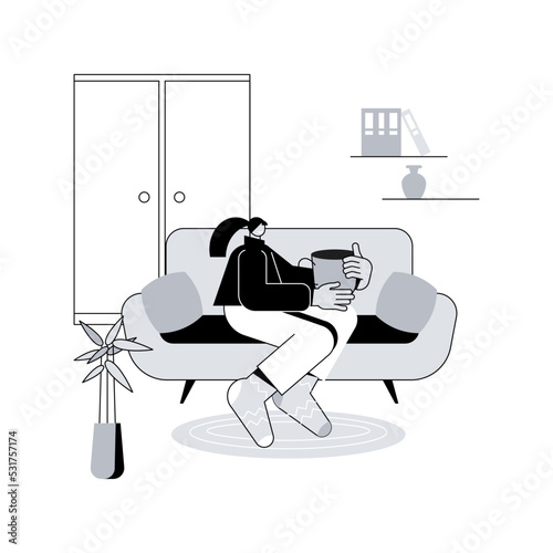 Simple living abstract concept vector illustration. Minimalist living, voluntary lifestyle practice, reduced consumption, sustainability, simple peaceful life, self-sufficiency abstract metaphor.