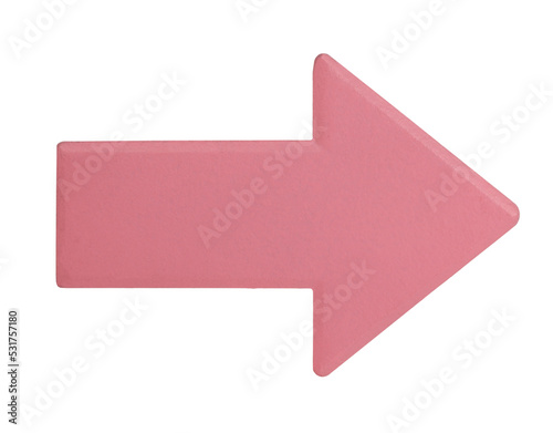 Pink arrow direction sign isolated on white background. 3D symbol concept