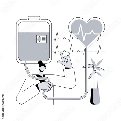 Blood donation abstract concept vector illustration. Plasma donation process, blood bank, universal donor, hemolytic transfusion center, donate for money, rules and preparation abstract metaphor.