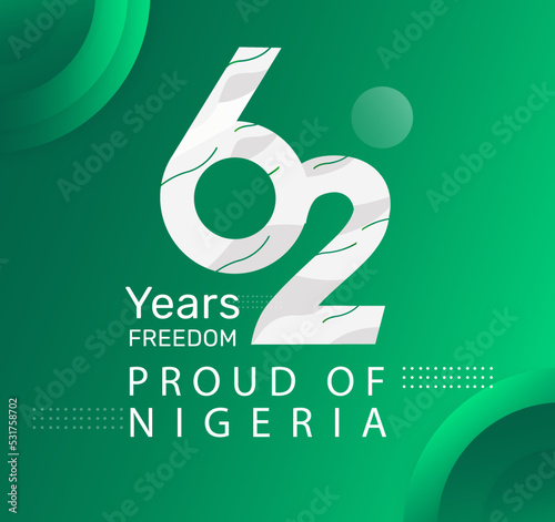 Logo design 62th the National Day of Nigeria,happy independence day Republic Federation of Nigeria