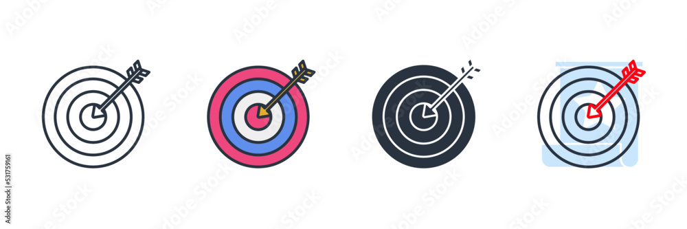 target icon logo vector illustration. Aim, Target and Goal symbol template for graphic and web design collection target icon logo vector illustration. Aim, Target and Goal symbol template for graphic and web design collection