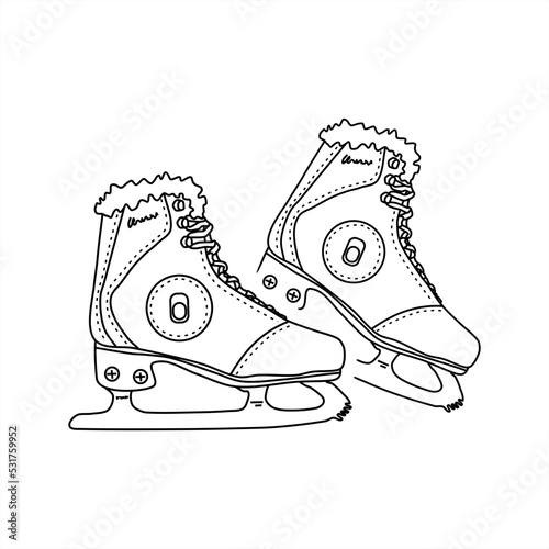 line art illustration of a pair of ice skates