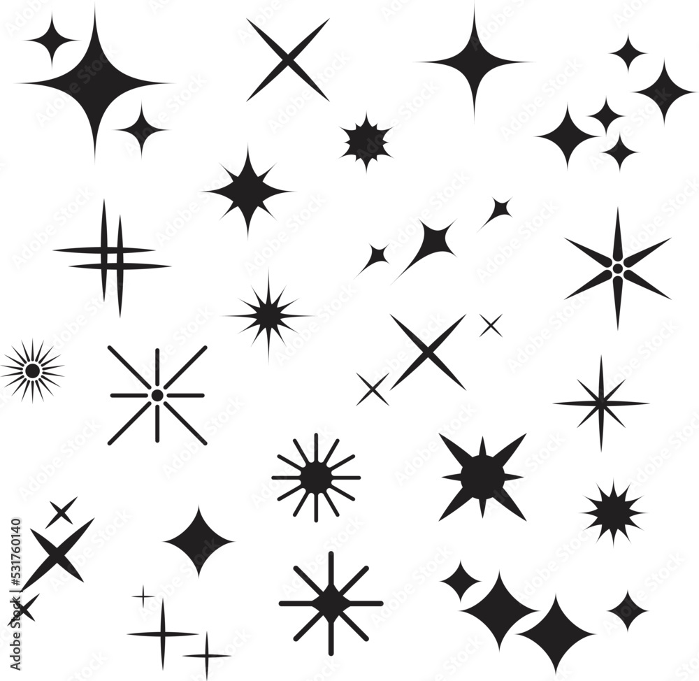 Sparkles Black Template Icons on White Background. Vector Illustration Sparkles Black Template Icons on White Background. Vector Illustration