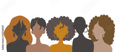 Brazil Black awareness day. Dia da Consciencia Negra. Silhouette faces head ethnic group of black women's. November 20.