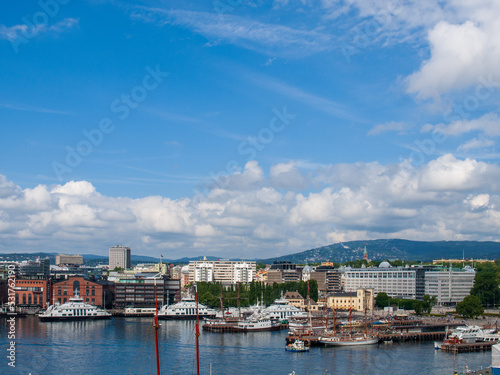 The harbour of Oslo Norway on a bright summer day