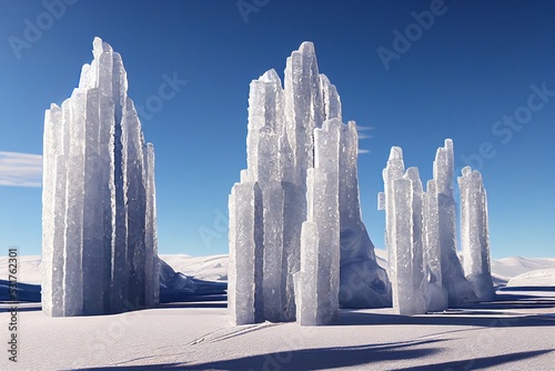 This is a 3D Illustration of ice penitentes in South America