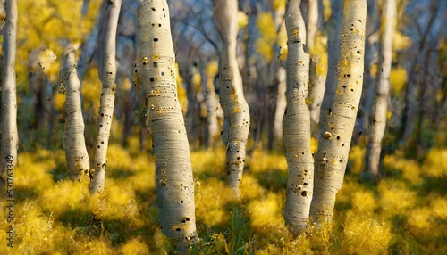 This is a 3D illustration of pando aspen grove in Utah, Clonal Colony.