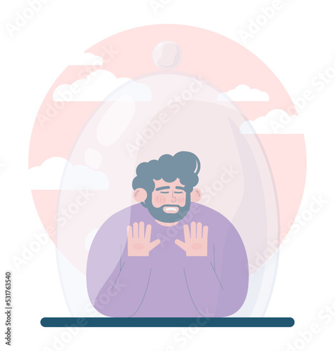 Loneliness concept. Unhappy person left alone. Character suffering