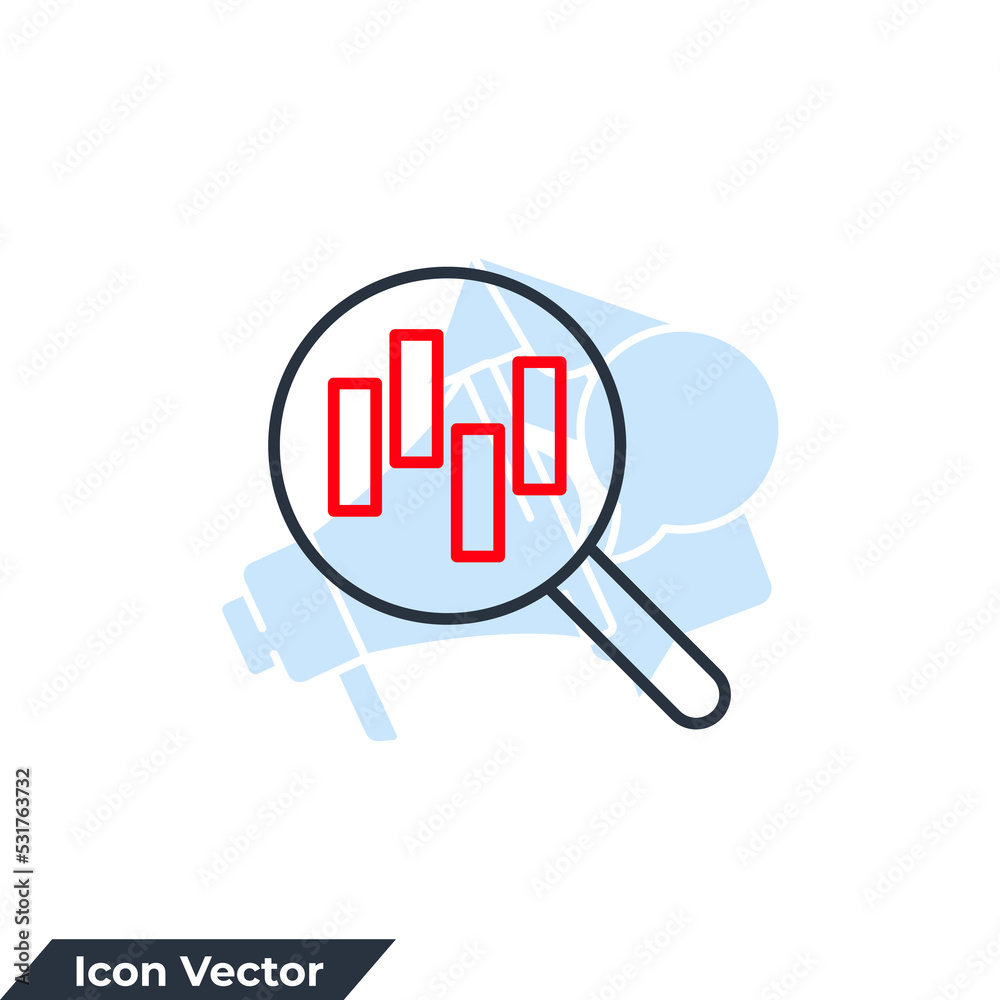 analysis icon logo vector illustration. magnifying glass with bar chart symbol template for graphic and web design collection analysis icon logo vector illustration. magnifying glass with bar chart symbol template for graphic and web design collection