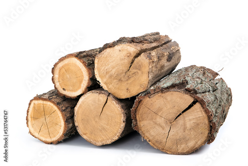pile of firewood on a isolated white background 