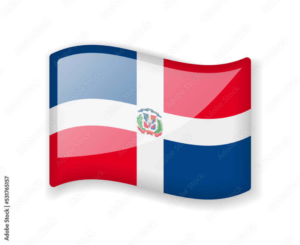 Dominican Republic flag - Wavy flag bright glossy icon.