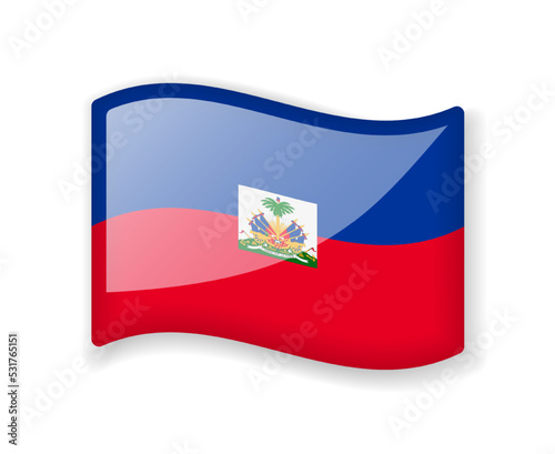 Haiti flag - Wavy flag bright glossy icon.