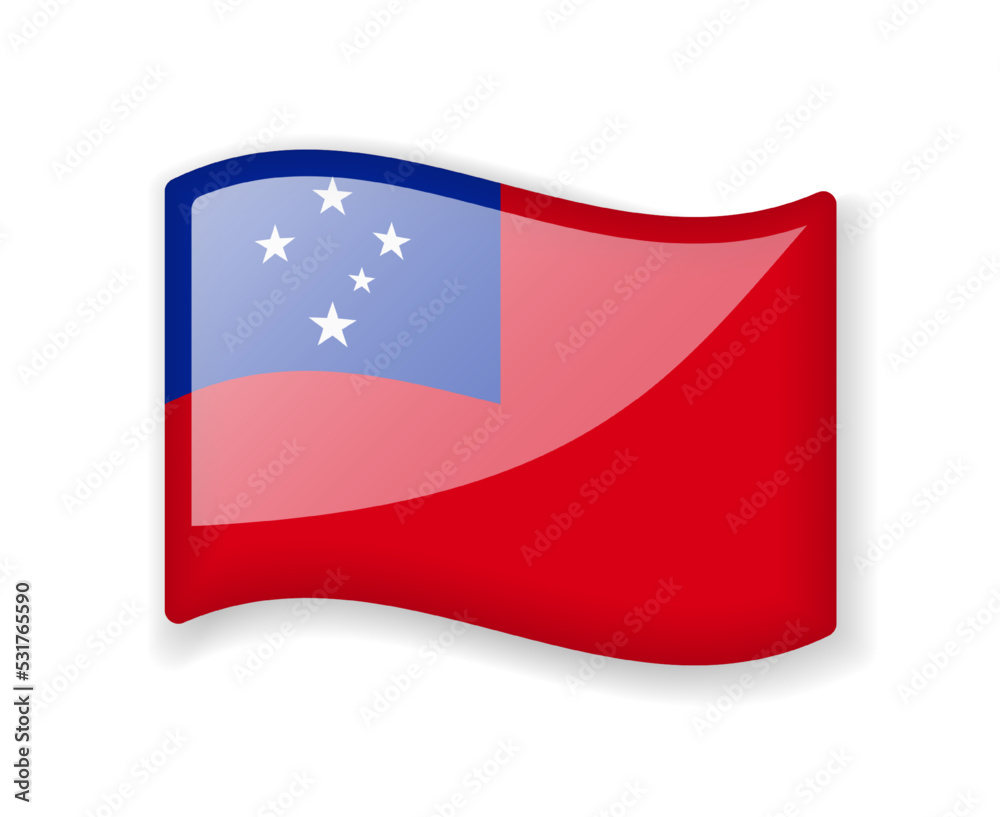 Samoa flag - Wavy flag bright glossy icon.