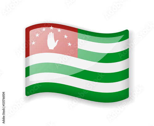 Abkhazia flag - Wavy flag bright glossy icon.