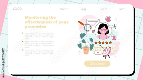 SMM manager web banner or landing page. Social media marketing