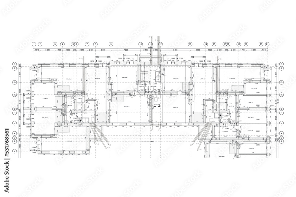 Technical storey multistory building vector blueprint	
