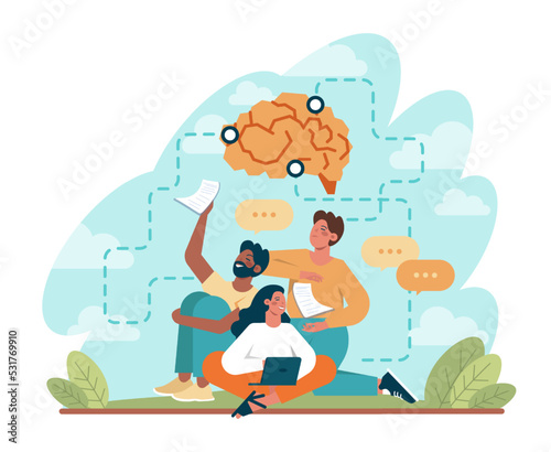 Brainstorm concept. New idea or problem solution generation