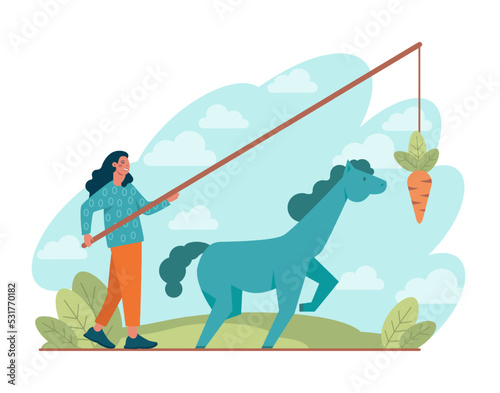 Stimulus concept. Character motivation boost, moving forward