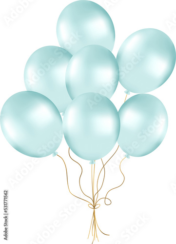 Bunch of pearl balloons in green tones. Balloons for party decorations
