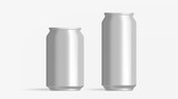Metallic Tin Silver Can Beer Cold Drink Steel Packaging Realistic Mockup Template