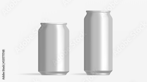 Metallic Tin Silver Can Beer Cold Drink Steel Packaging Realistic Mockup Template
