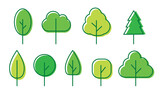 Set of green tree icon. symbol and vector illustration