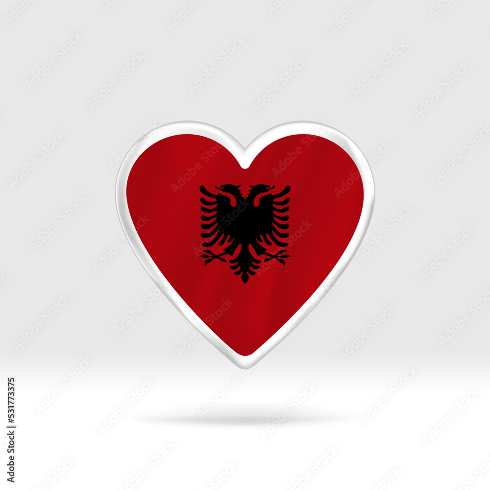 Heart from Albania flag. Silver button star and flag template. Easy editing and vector in groups. National flag vector illustration on white background. Heart from Albania flag. Silver button star and flag template. Easy editing and vector in groups. National flag vector illustration on white background.