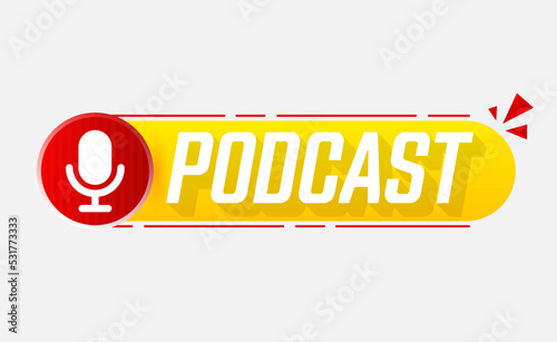 Podcast. Vector flat illustration, icon, logo design on white background