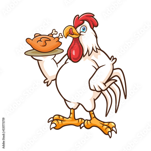 cartoon chicken holding grilled chicken