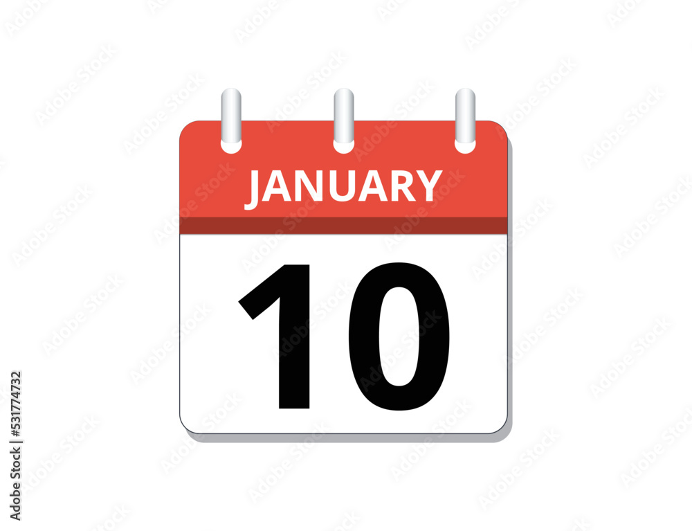 January, 10th calendar icon vector January, 10th calendar icon vector