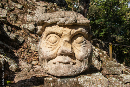 Ancient Old Man’s Head, Copan Ruinas, Honduras photo