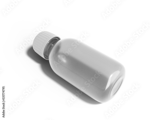 Blank Plastic Syrup Bottle Packaging With Transparent Background.