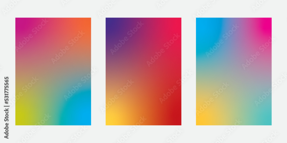 Colorful Blurred backgrounds set with modern abstract blurred color gradient patterns smooth templates collection for brochures, posters, banners, flyers and cards vector illustration
