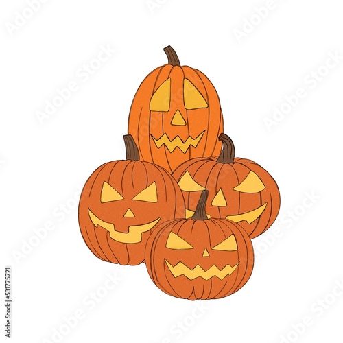 Set pumpkin on white background. Orange pumpkin with smile for your design fo...