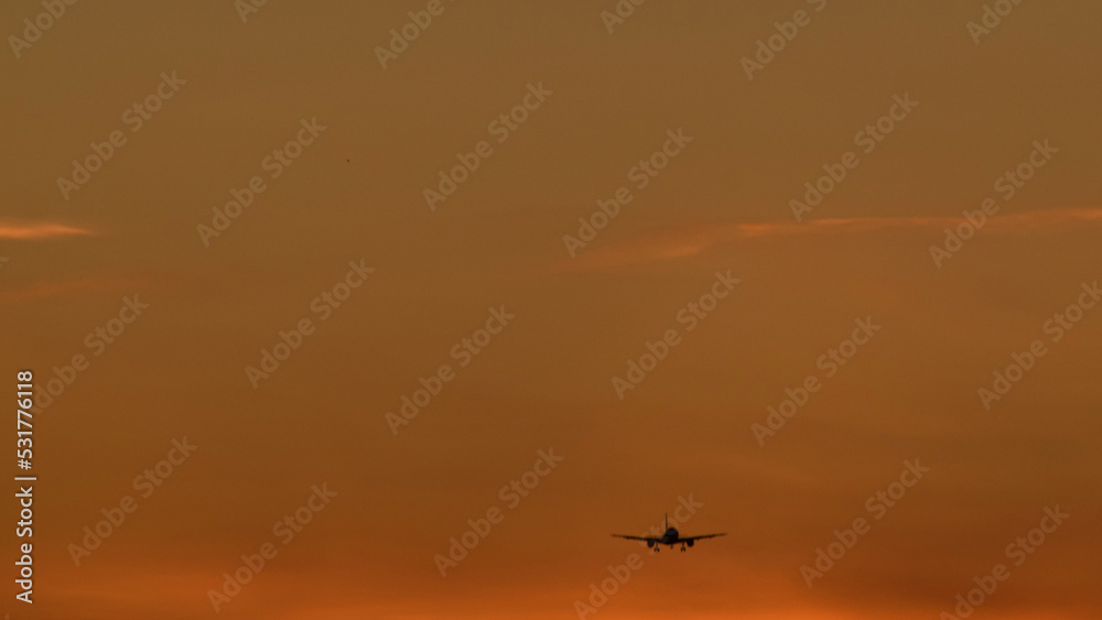 Avión, paisaje, horizonte