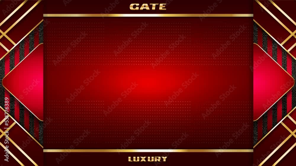 luxury and elegant red background. animated gates move open and close. vintage frame designs with gold lines and textures, for templates like greeting cards, ad promos, intro videos, etc