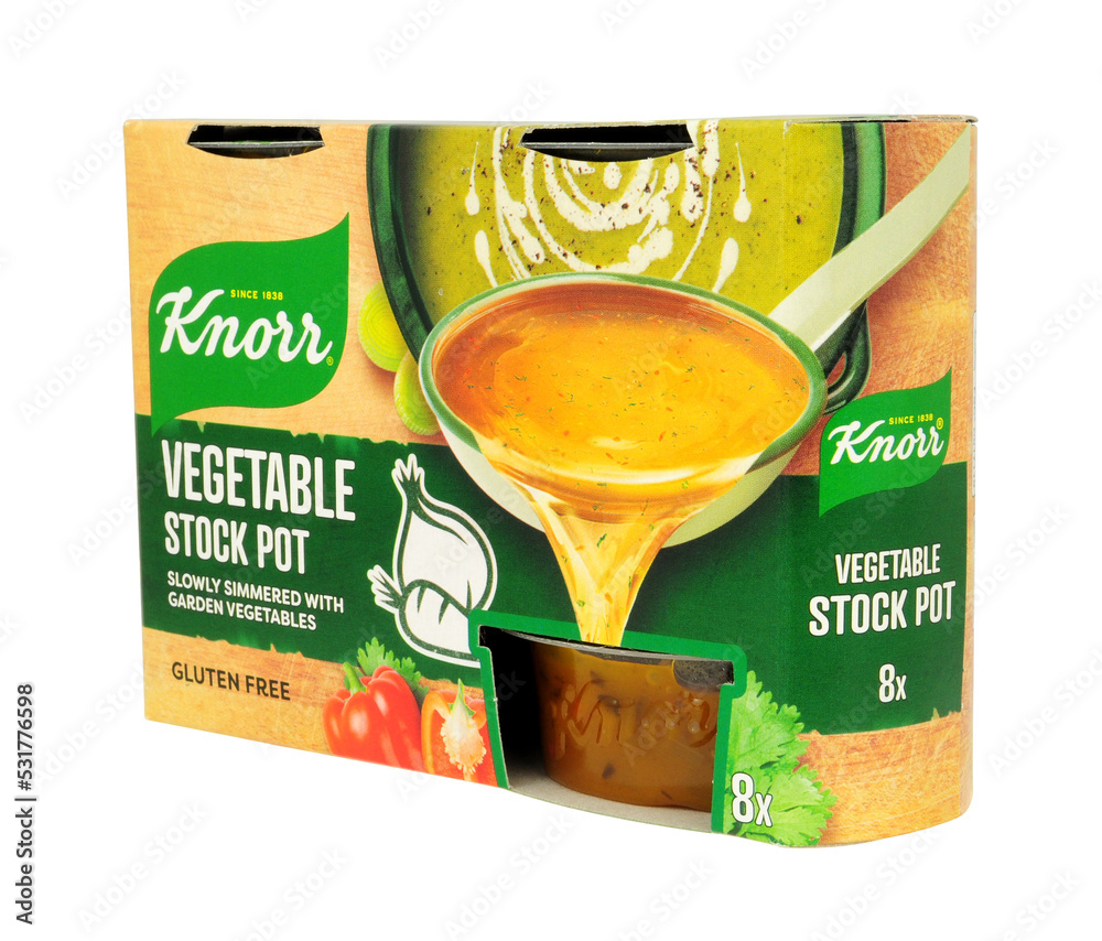 Knorr vegetable stock pots slowly simmered with garden vegetables in an