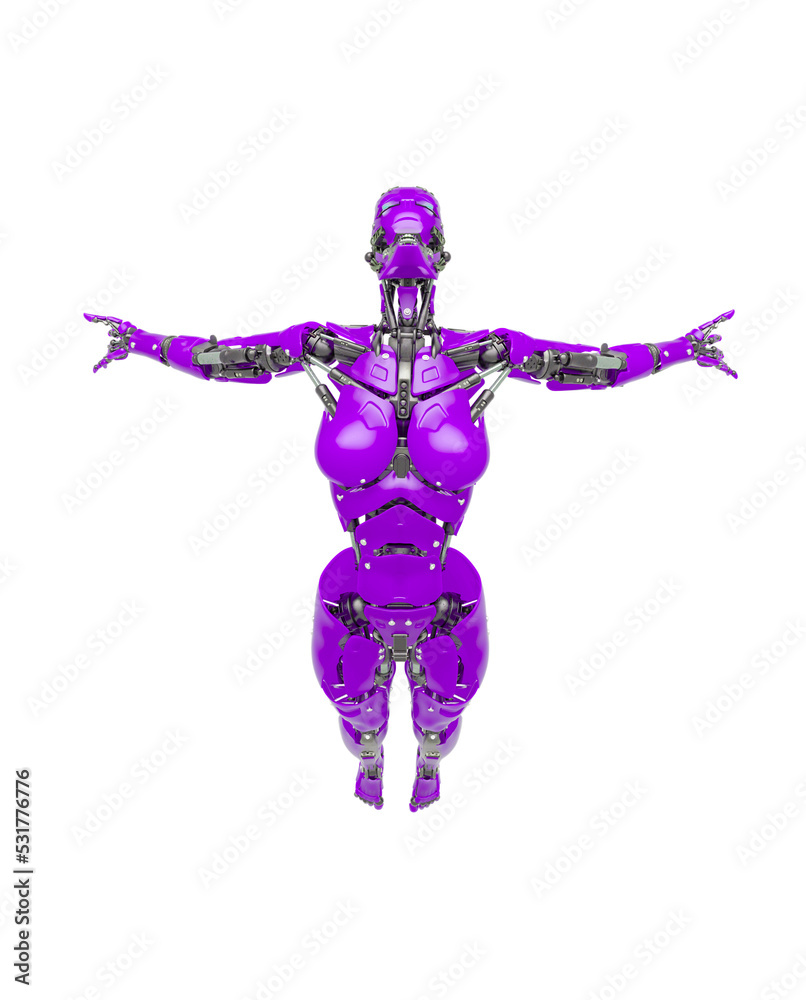 cyborg girl is flying free on white background cyborg girl is flying free on white background