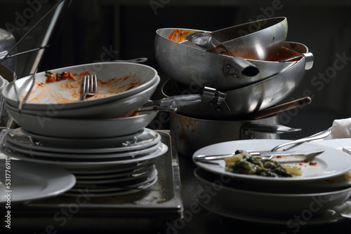 catering - kitchen - dirty dishes and dishes photo
