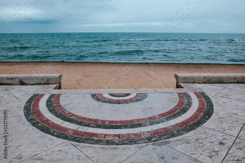 half circle pavement and sea  © fatih