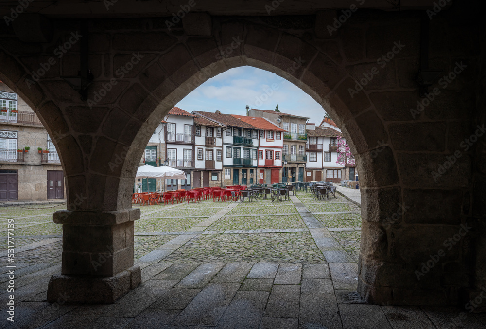 Medieval Arches at Sao Tiago Square (Praca de Sao Tiago) - Guimaraes, Portugal