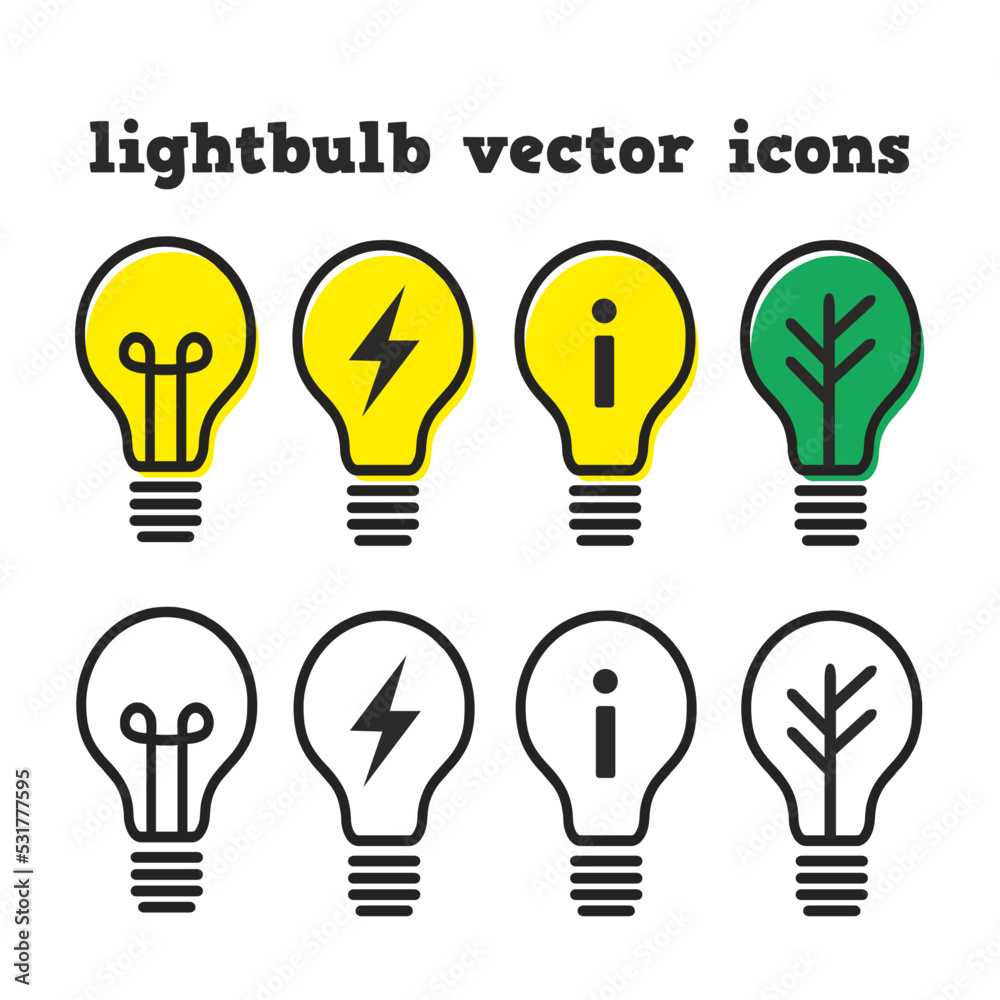 lightbulb vector icon collection set lightbulb vector icon collection set