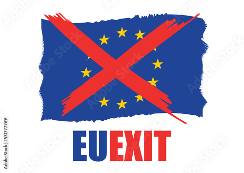 European Exit Symbol on white background for copy space photo