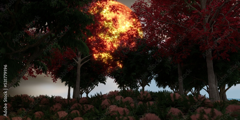 Fototapeta premium 3D illustration of a beautiful planet from my imagination.