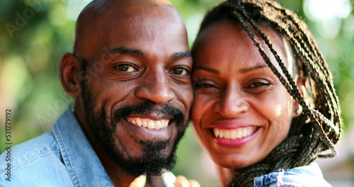 African couple real life laugh and smile. Black people portrait © Marco