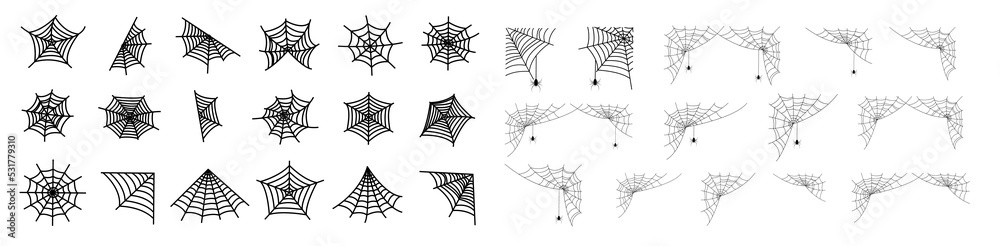 Fototapeta premium Web spider cobweb icons set. Spider icon set.