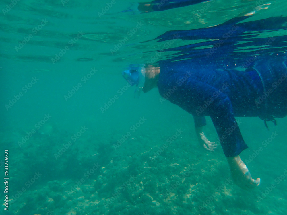 person snorkeling in the sea