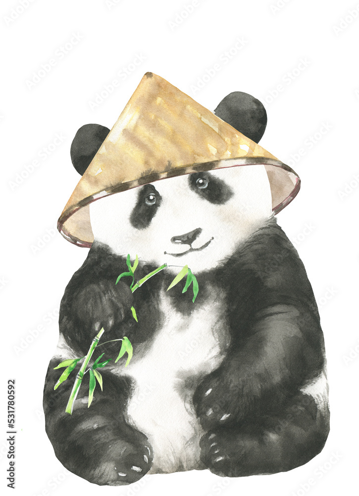 Vector illustration with cute cartoon baby panda on peach backdrop. Vector  illustration for any use. 16648914 Vector Art at Vecteezy