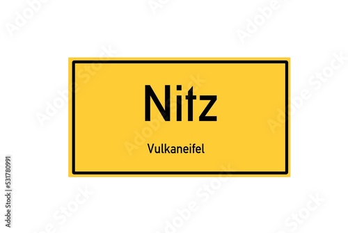 Isolated German city limit sign of Nitz located in Rheinland-Pfalz photo